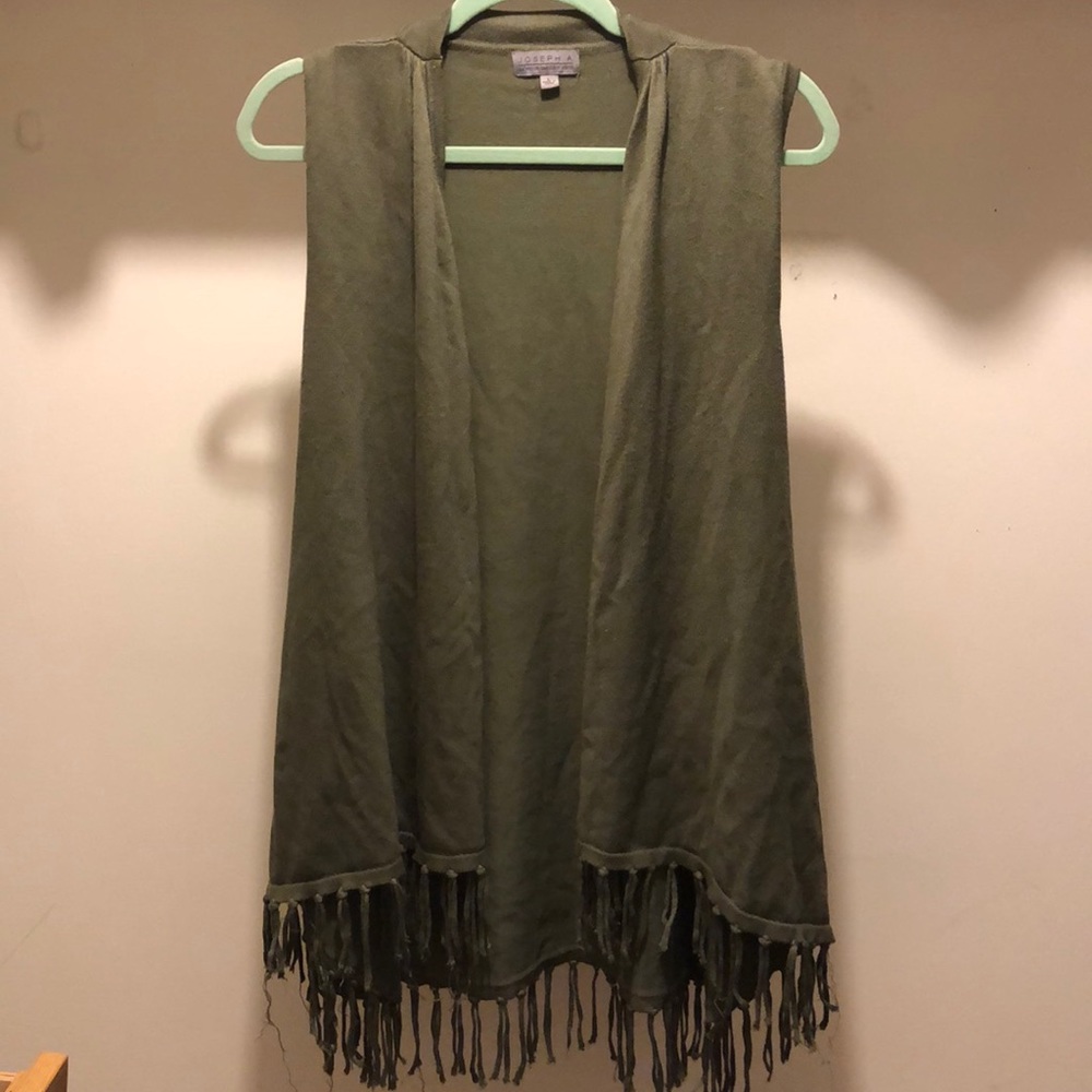 Green Boho Sleeveless Tassled Vest